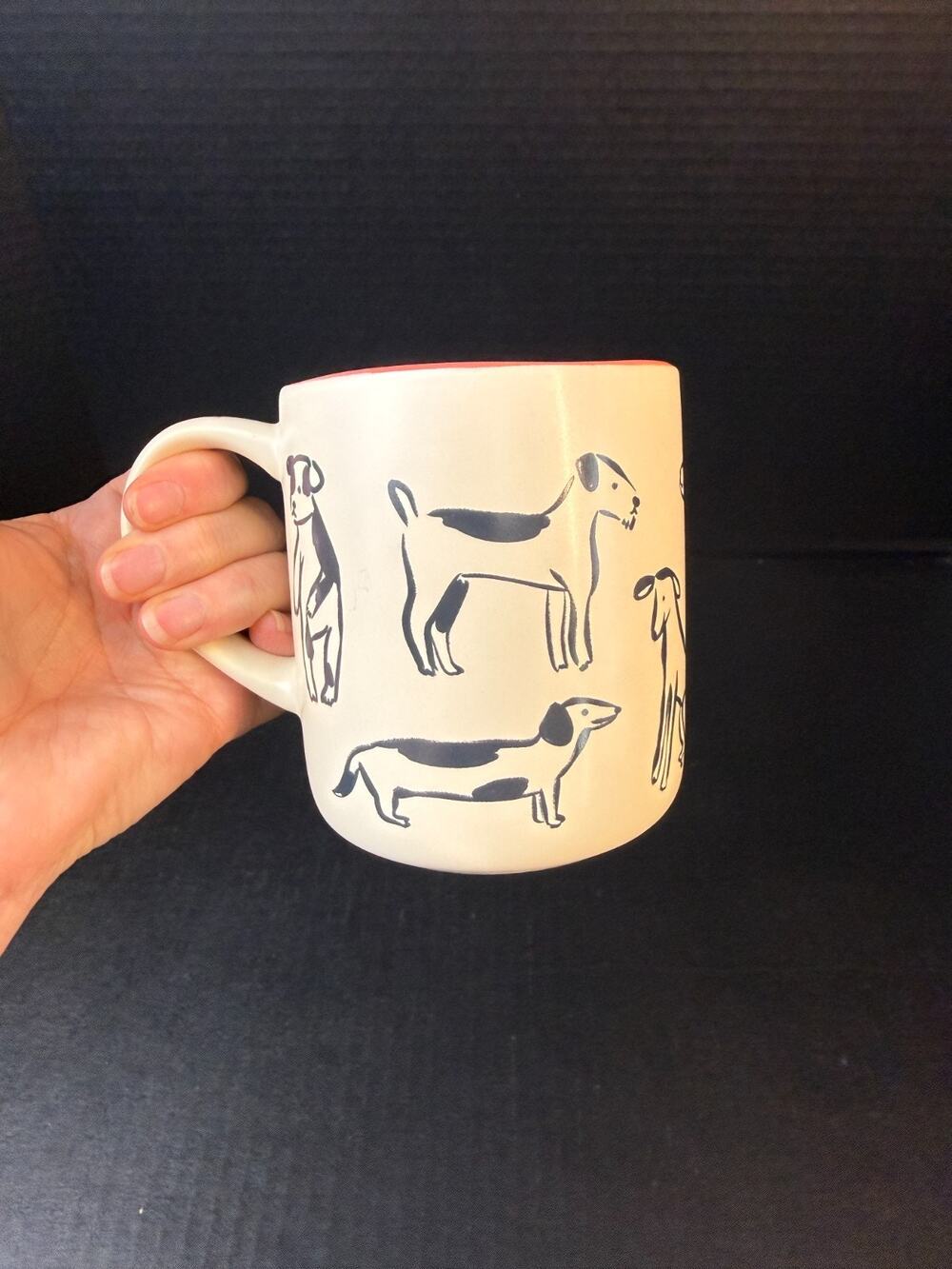 Dog Person Opal House Stoneware Black White Orange Dog Art Coffee 14 oz. Cup Mug
